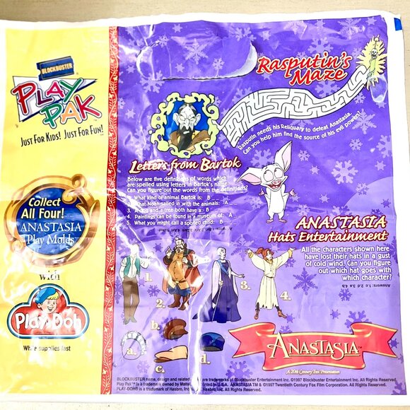 BLOCKBUSTER Vintage ANASTASIA KIDS PLAYPAK Plastic Bag - Picture 4 of 6